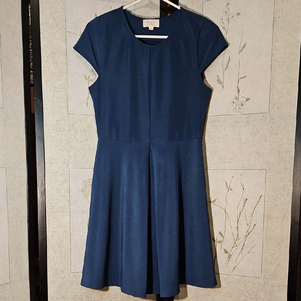 Everly Blue A-Line Mini Dress with Cap Sleeves for Work